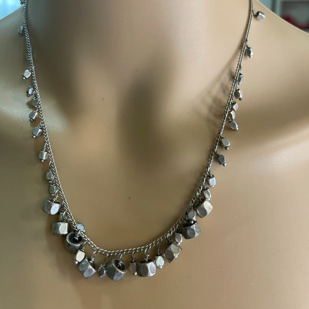 Antique silver necklace with charms